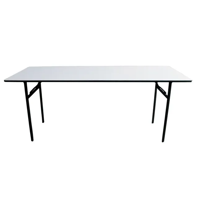 Banquet Table 6ft 180cm X 60cm Round Edge White Top & Black Metal