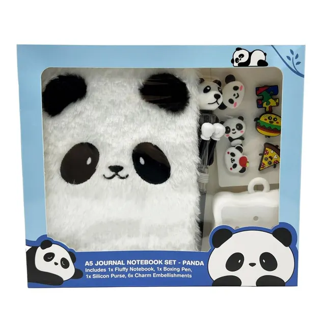 Panda Fluffy Notebook Stationery Set