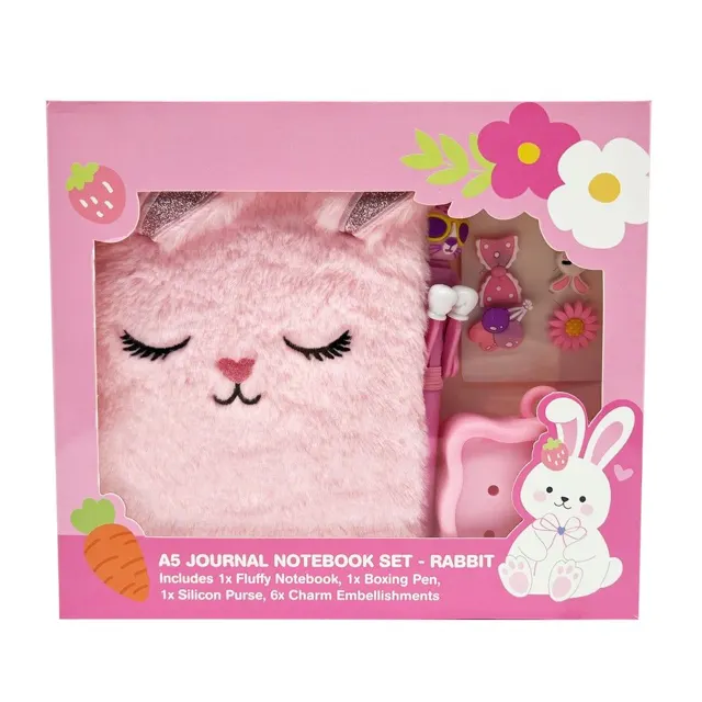 Rabbit Fluffy Notebook Stationery Set