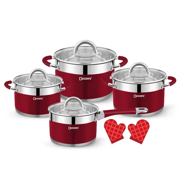 Dsns Ss Cookware Set 10's Maroon W