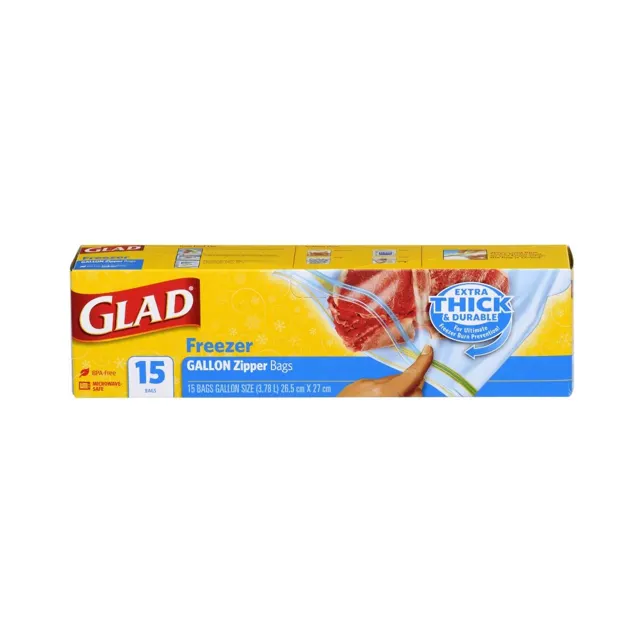 Glad Freezer Gallon Zipper Bag 15S