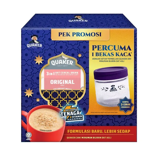 Quaker 3in1 Original 392g FOC Glass Container