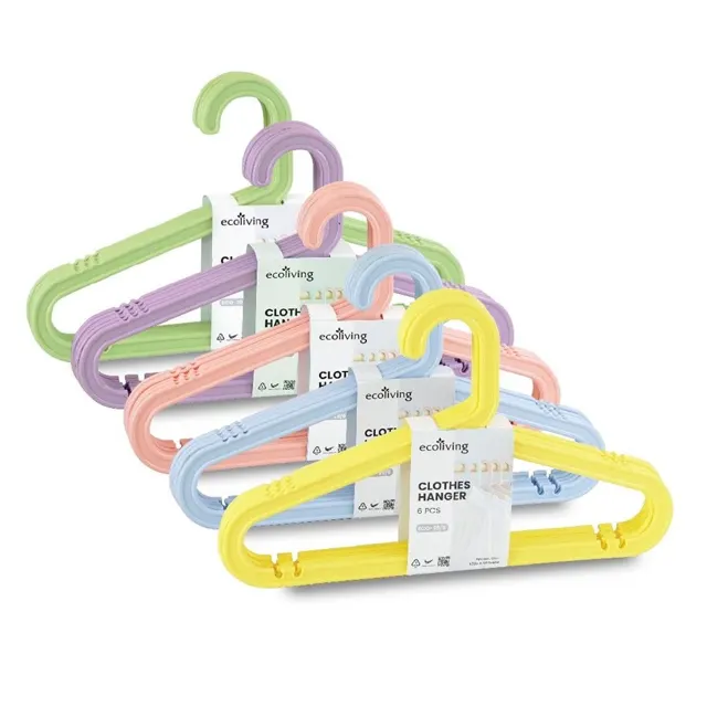 Eco Hanger 6PCS Asst Colour Eco-29/6 W