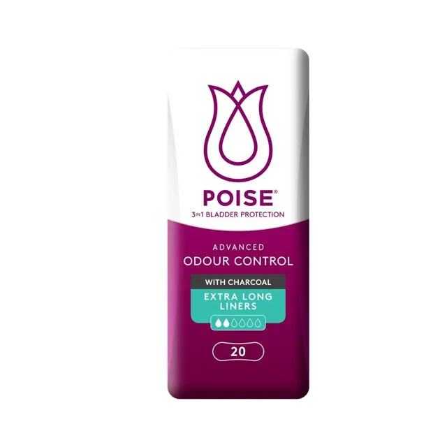 Poise Liners Charcoal Extra Long 20S