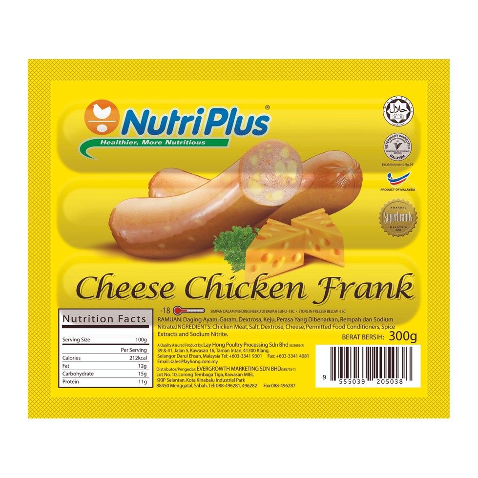 Nutriplus Prem Frank Cheese 300g