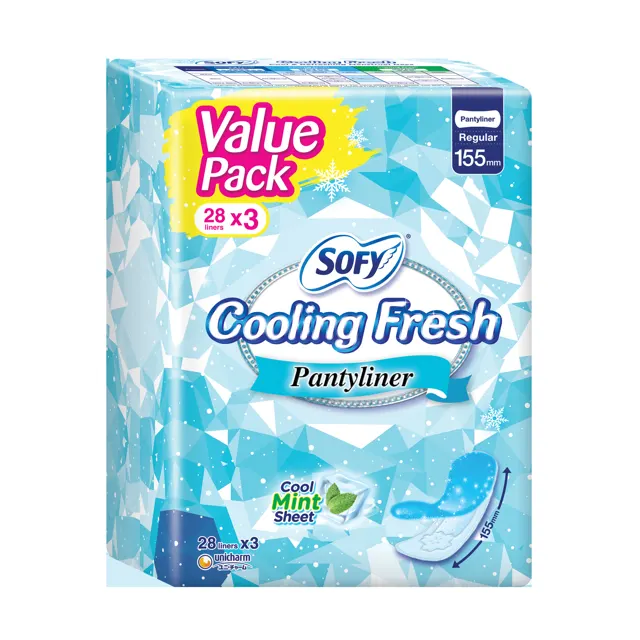 Sofy Cooling Fresh Mint Pantyliner Regular 155mm 28×3