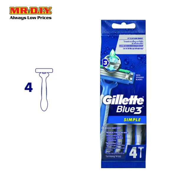 Gillette Blue Simple 3 Disposable Razors 4 count