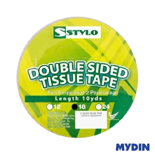 Stylo D/s Tape 18mm 10 Yd Tissue