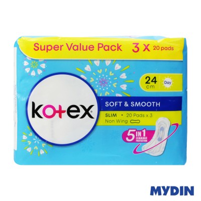 Kotex Sftnsmth Slm N/wing 20×3
