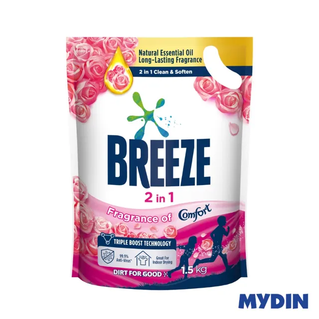 Breeze Deterg Liq Ref, 1.5kg, Frg Comft