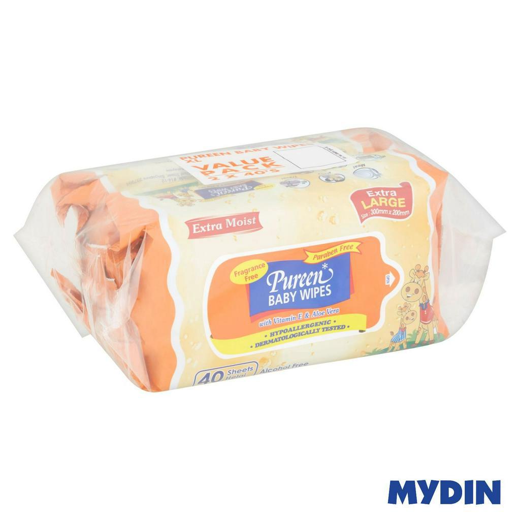 Pureen Baby Wipes 2×40s Fragrant Free