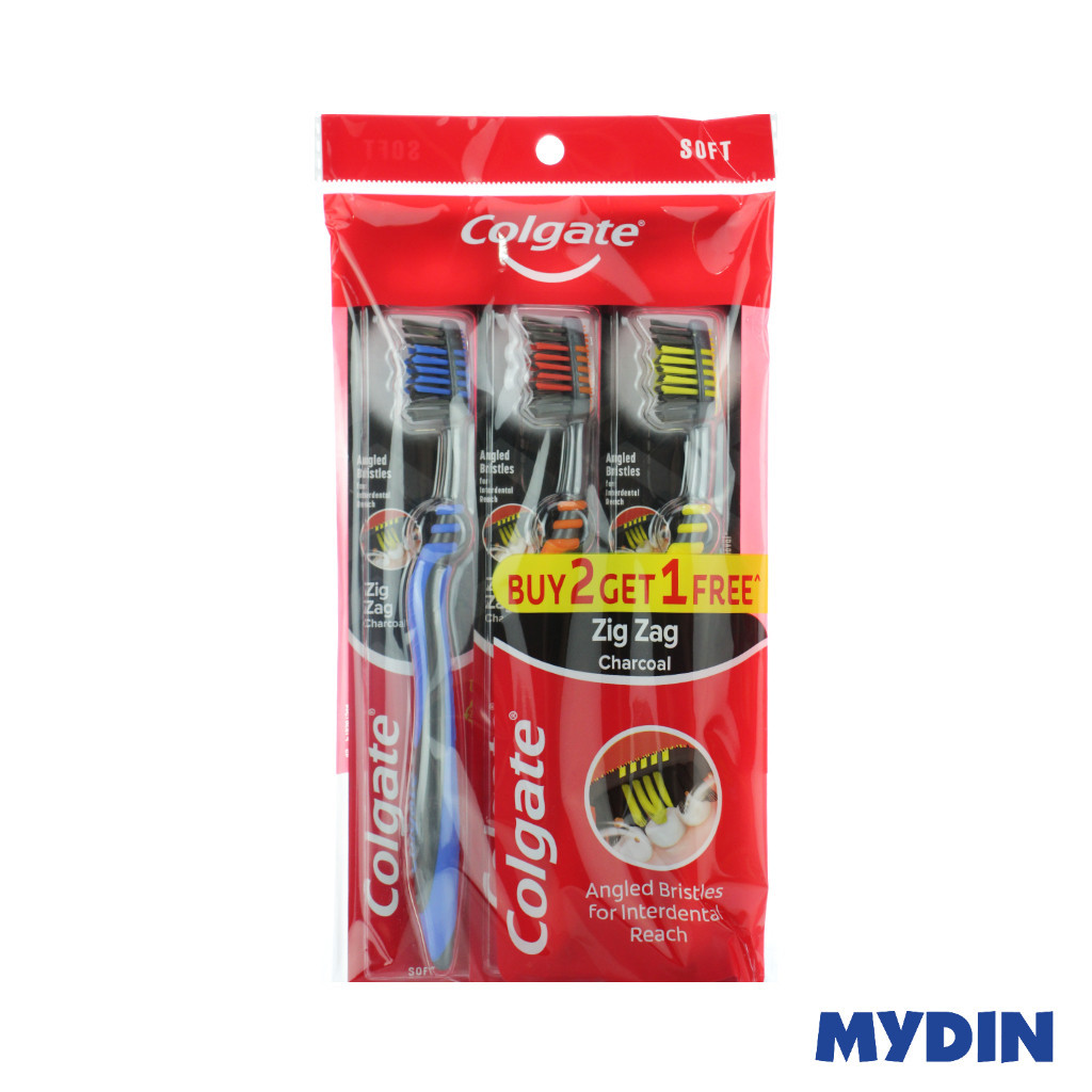 Colgate T/brush Zig Zag Charcoal 3S