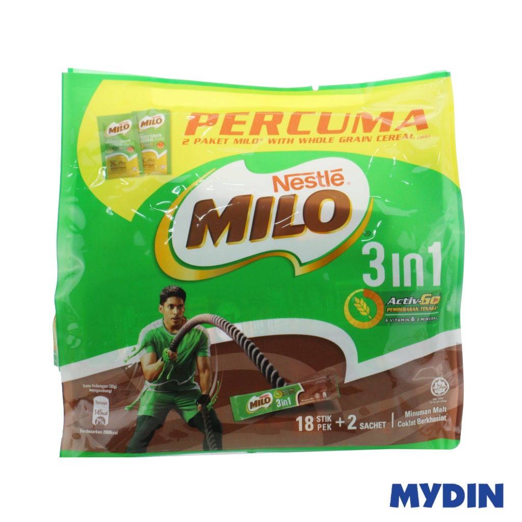 Milo Activ Choc Milk Drink 3in1 18×33g W/foc