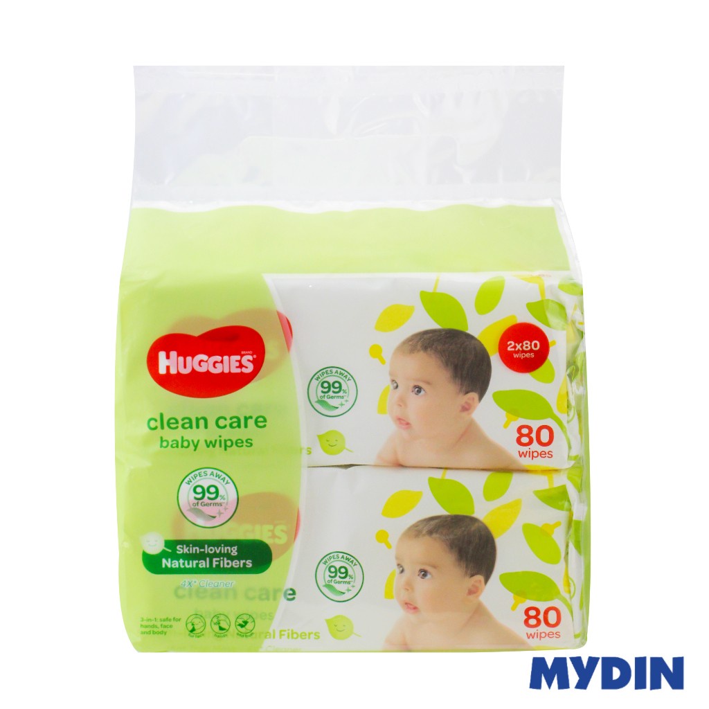 Huggies Clean Care Baby Wipes 80×2