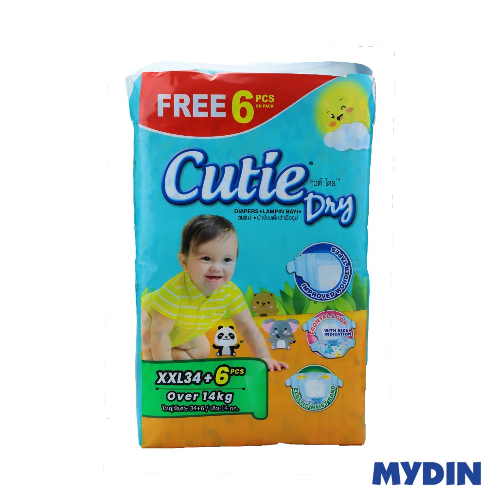 Cutie Dry Open Tape Baby Diaper, xxl34+6s