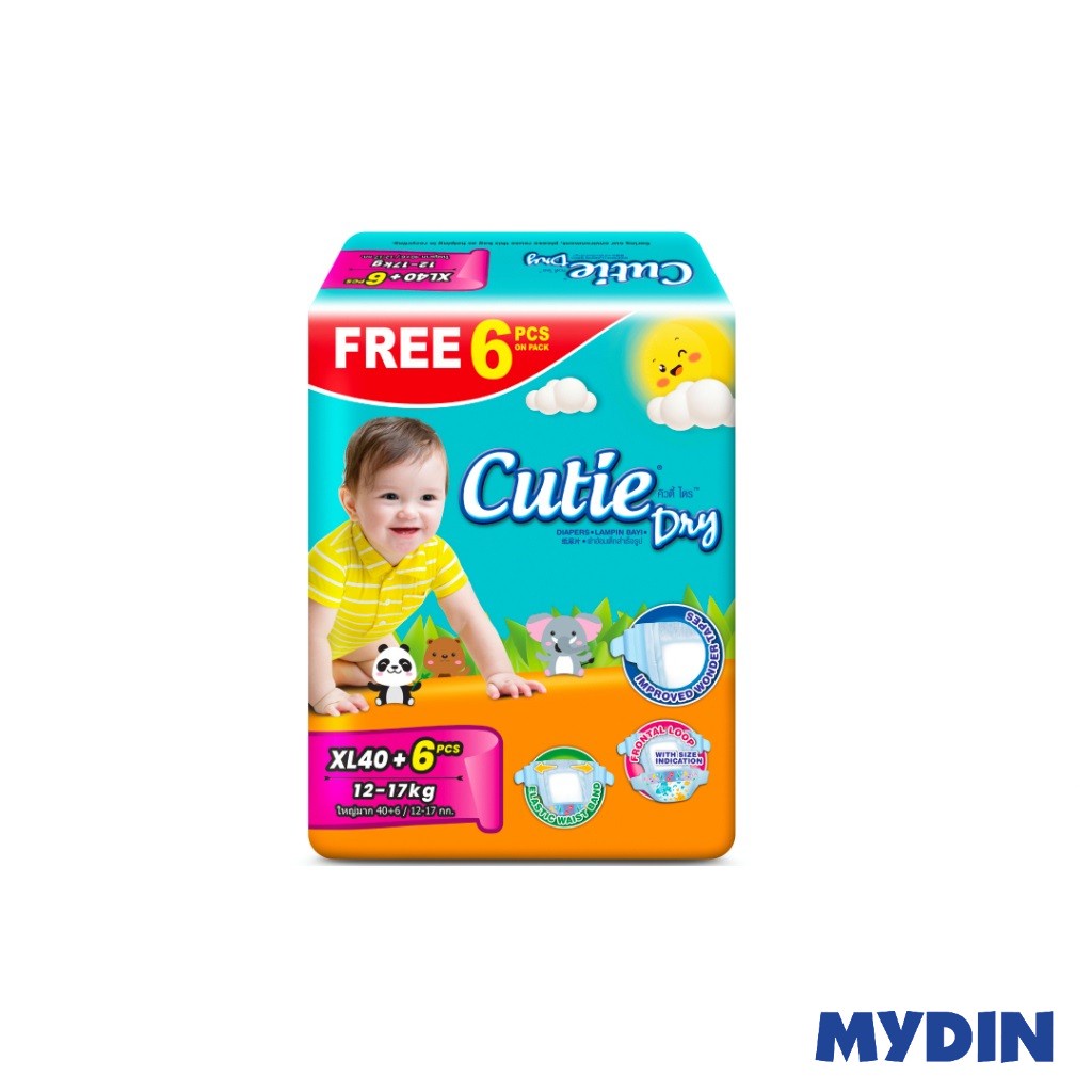 Cutie Dry Open Tape Baby Diaper, Xl40+6s