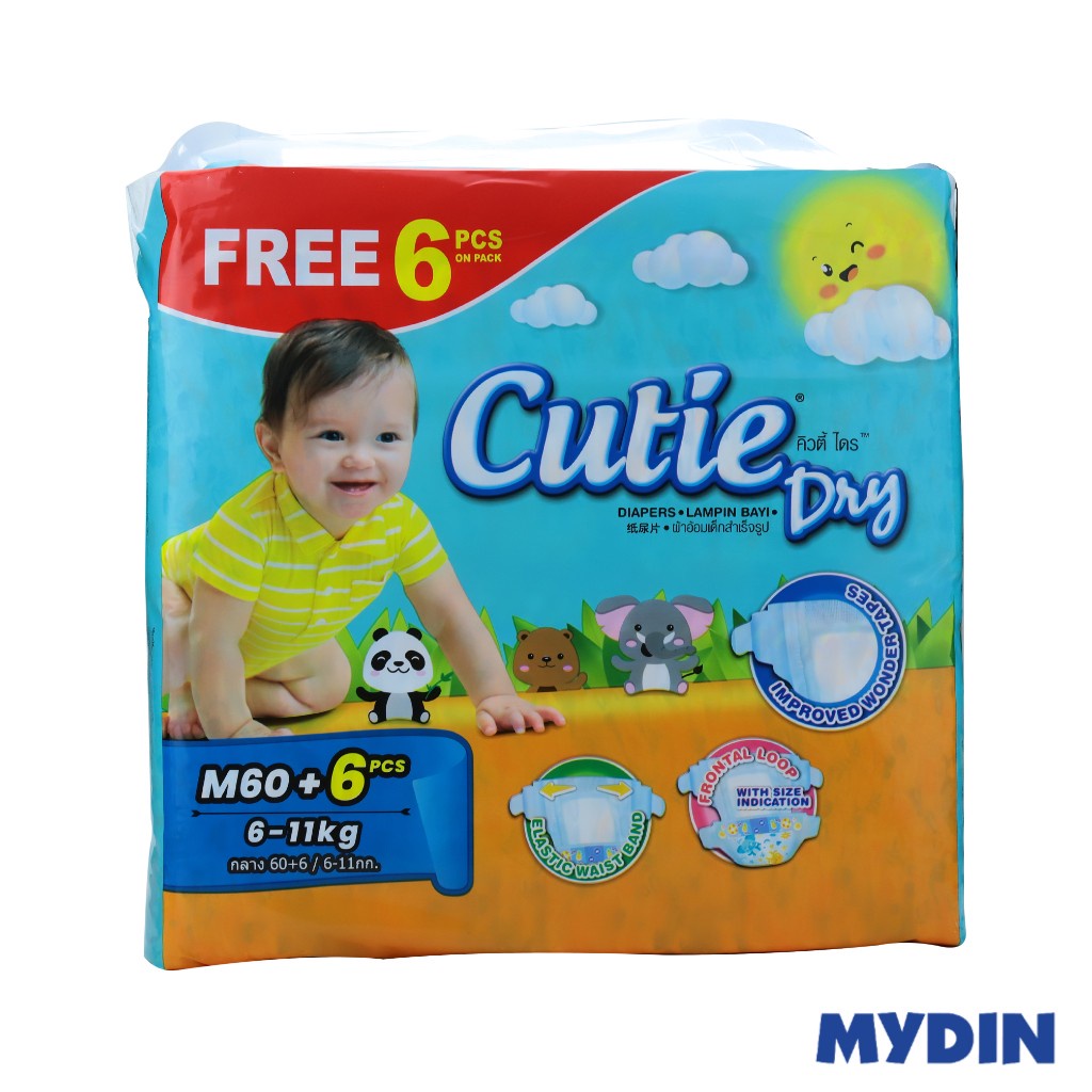 Cutie Dry Open Tape Baby Diaper, M60+6s
