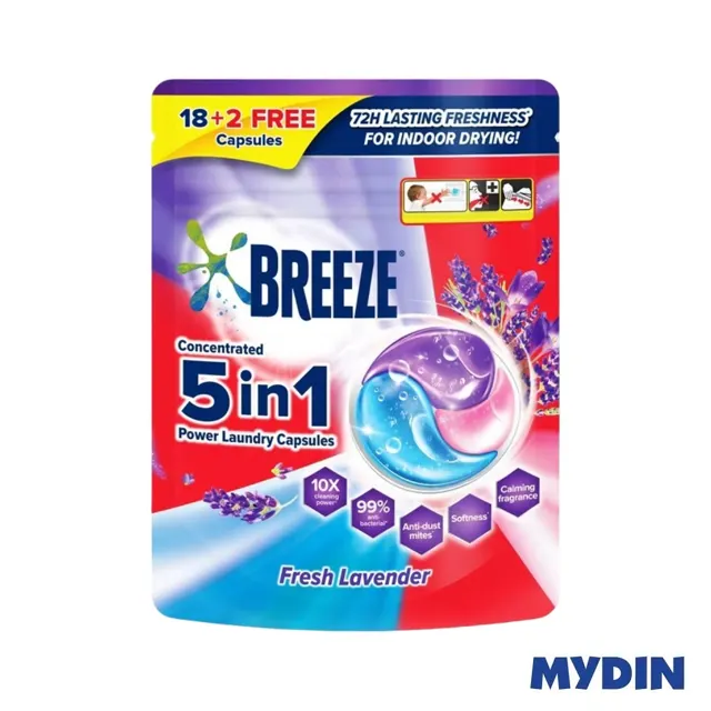 Breeze Deterg Capsules, 18S, L/frsh