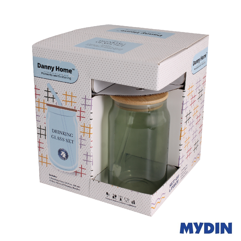 Dhx Glass Tmbl W/strw 4S 480ml Gr Cbb34f