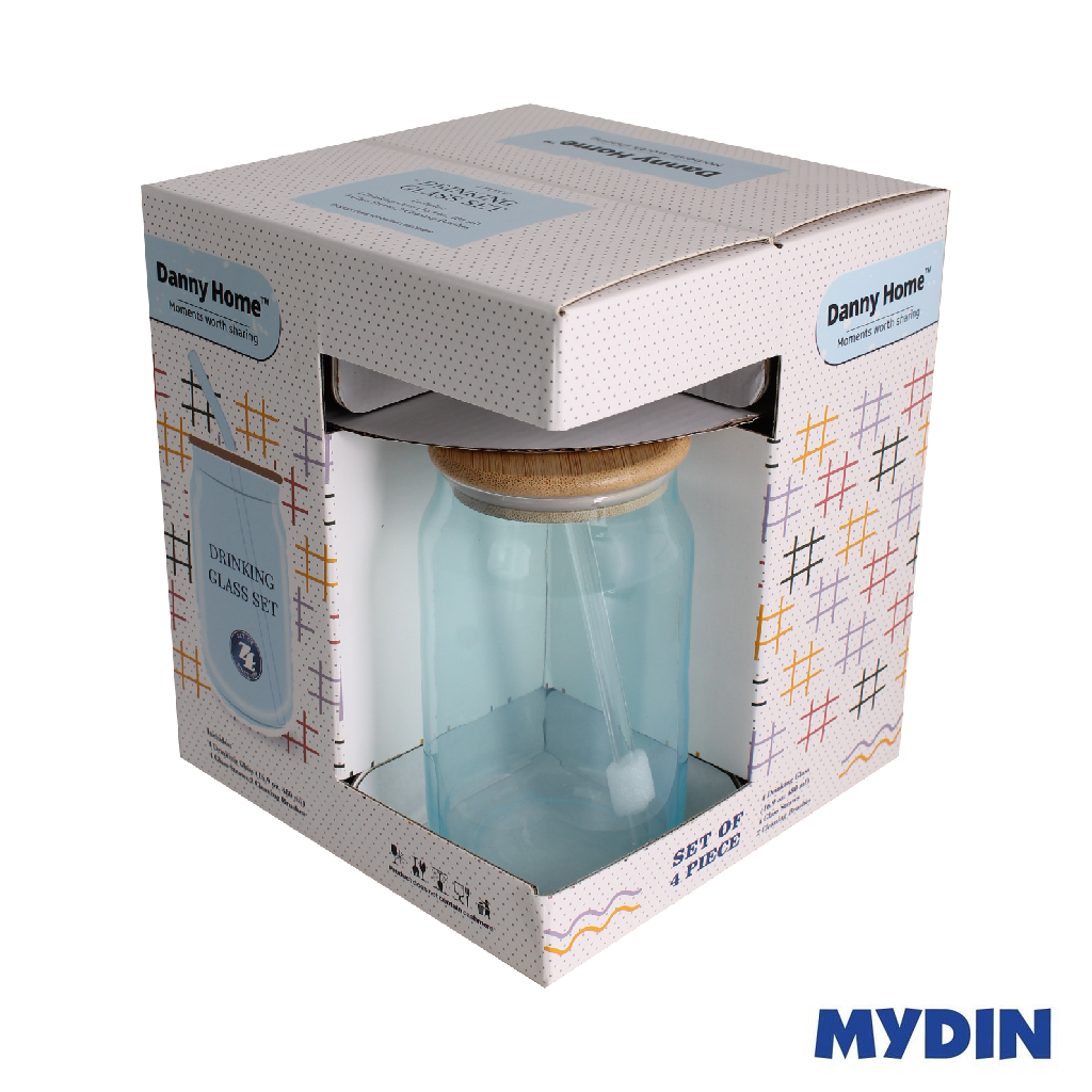 Dhx Glass Tmbl W/strw 480ml 4S Bl Cbb34i