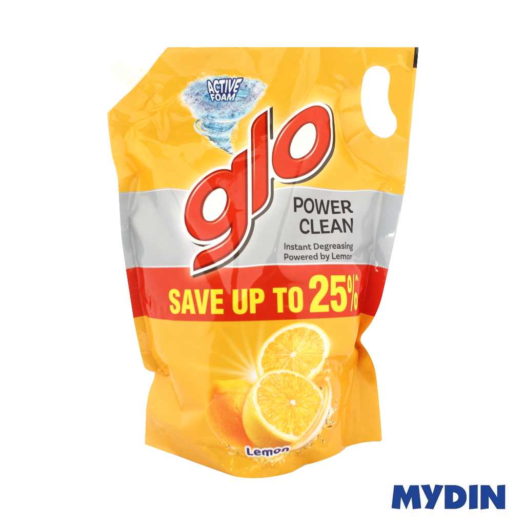 Glo Dishwash Liq Ref, 1.6L, Lemon