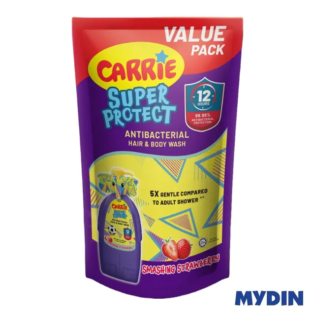 Carrie Super Protect Antibacterial Hair & Body Wash Refill 475g Assorted