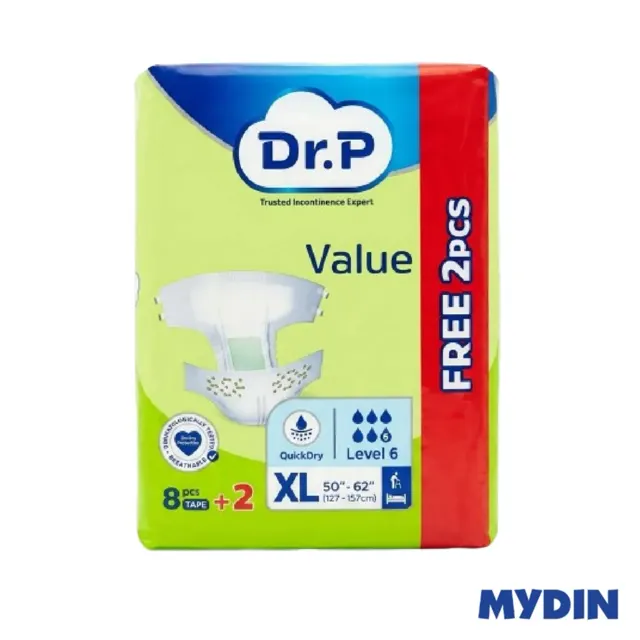 Dr P Value Adult Diaper Xl8