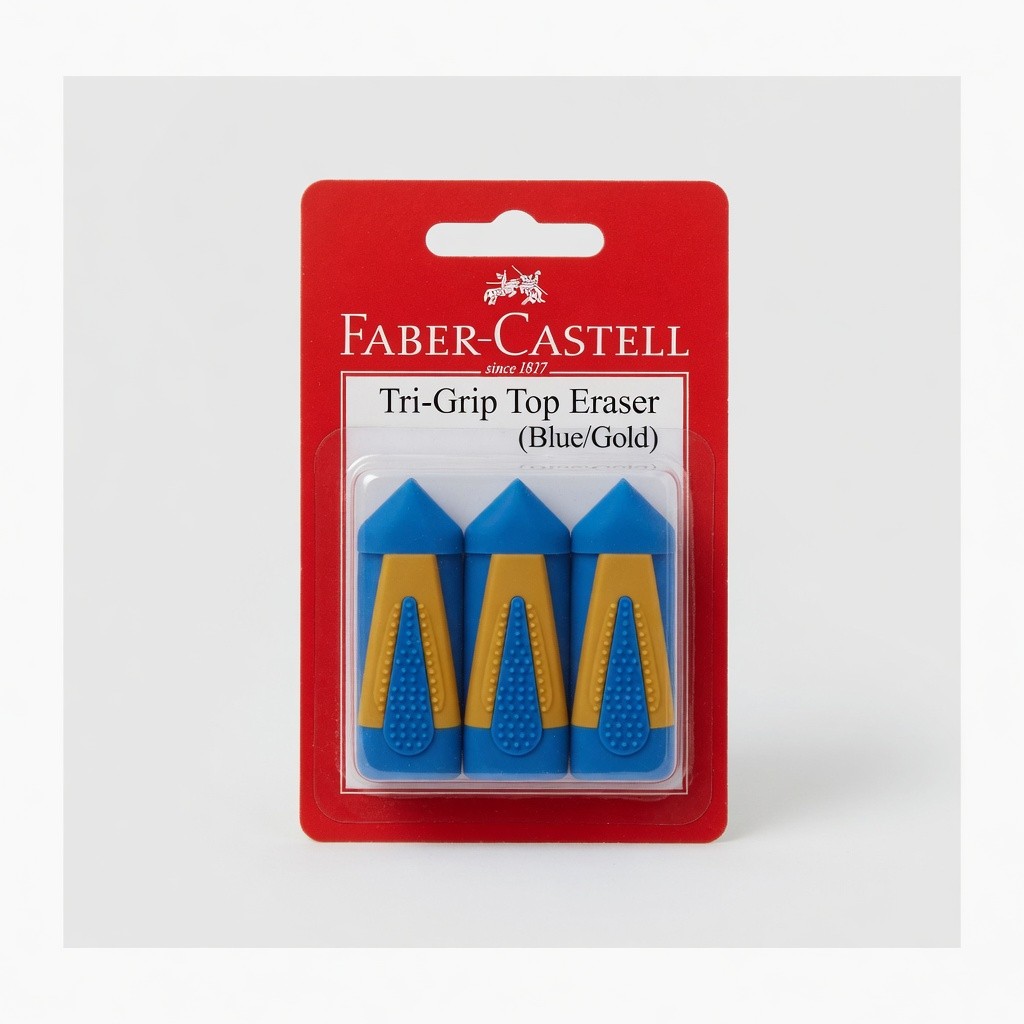 Faber Castell Tri-Grip Top Eraser Set (Blue/Gold