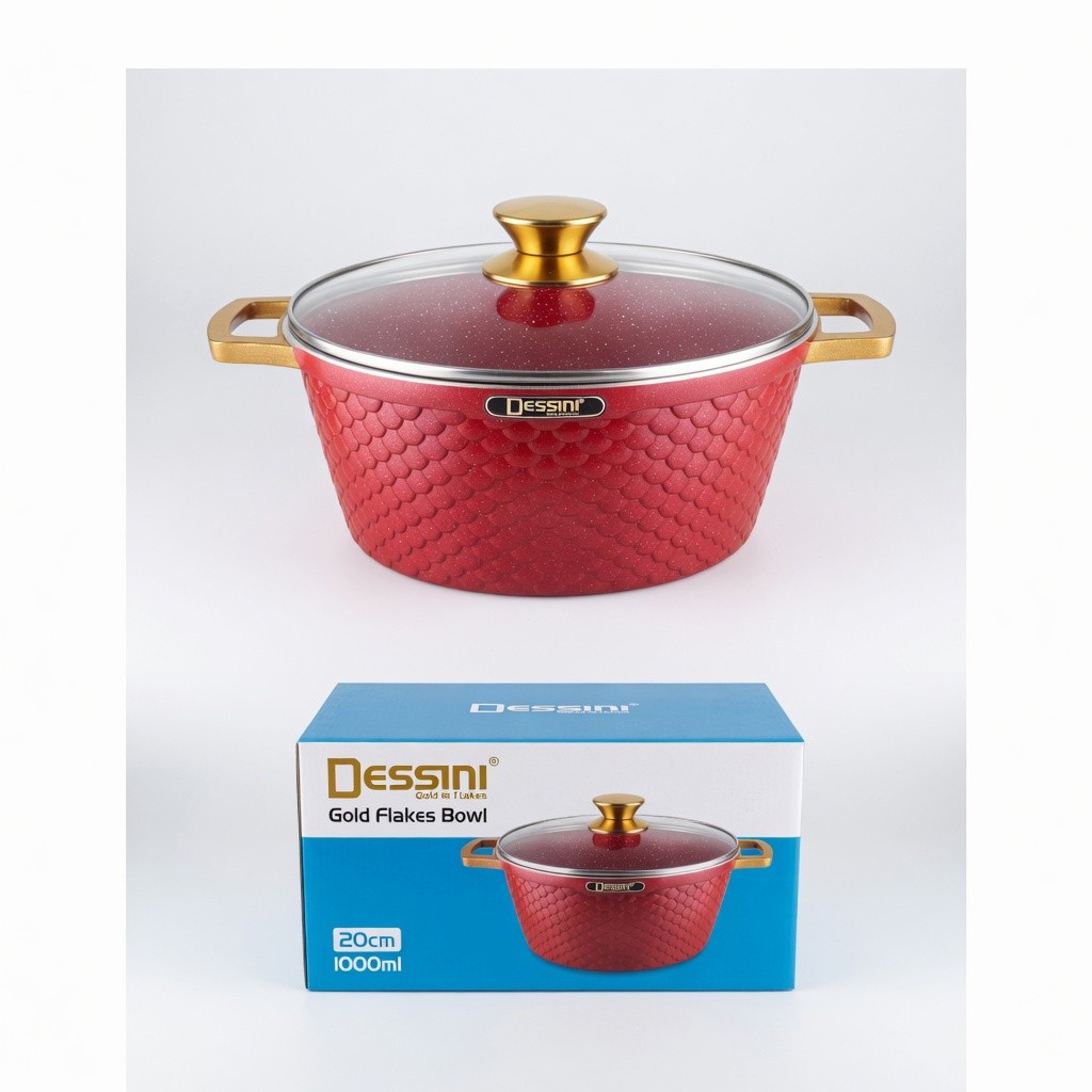 Dessini Gold Flakes Bowl/Glass Lid Cookware