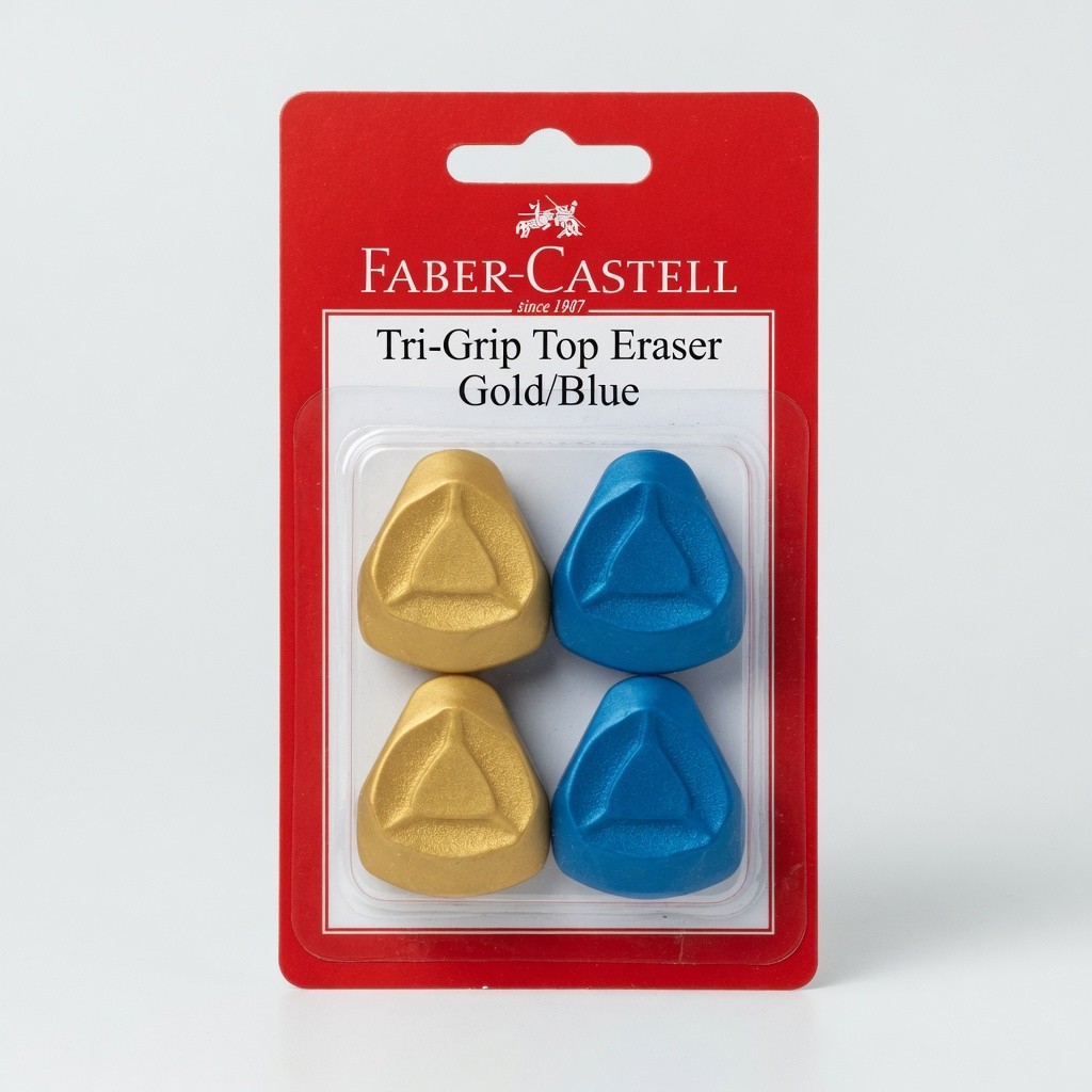 Faber Castell Tri-Grip Top Eraser Set (Gold/Blue