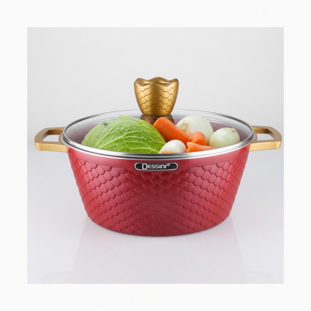 Dessini Gold Flakes Bowl/Glass Lid Cookware (Assorted Colours)