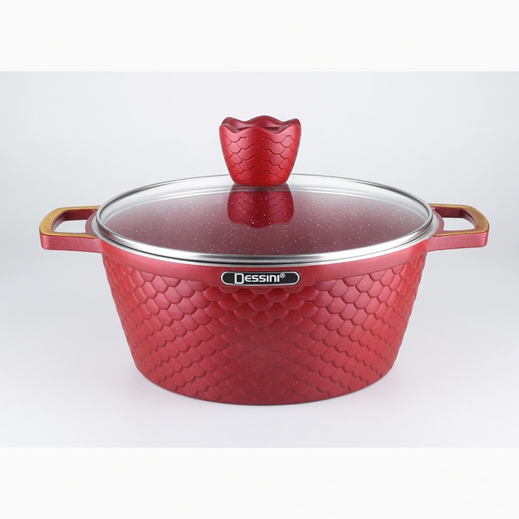 Dessini Gold Flakes 20cm Bowl/Glass Lid Cookware 1000ml (Assorted Colours)
