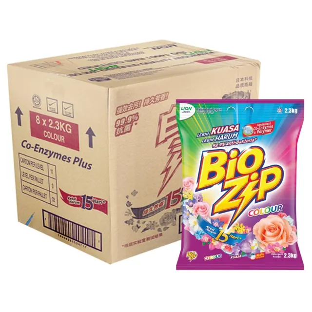 Bio Zip Serbuk Pencuci Warna 8*2.3kg