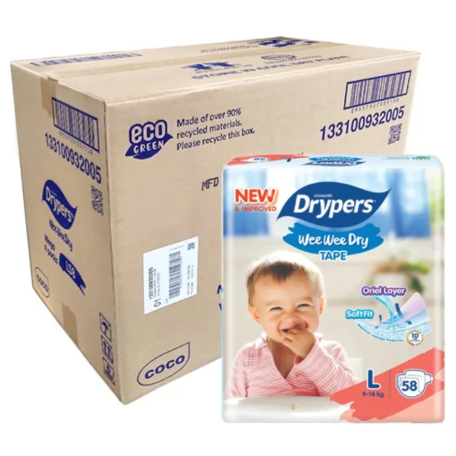 Drypers Wee Wee Dry Tape L 4*58s