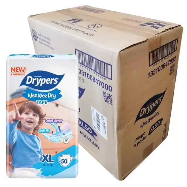 Drypers Wee Wee Dry Tape Xl 4*50s