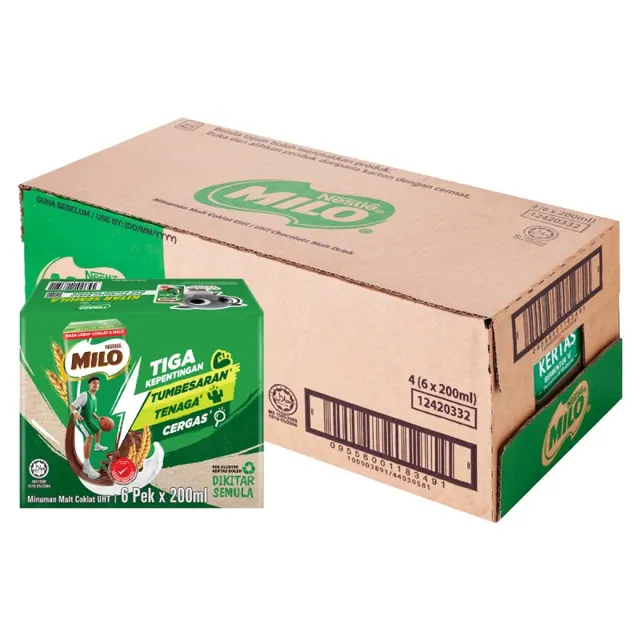 Milo UHT Minuman Malt Coklat 4*6*200ml