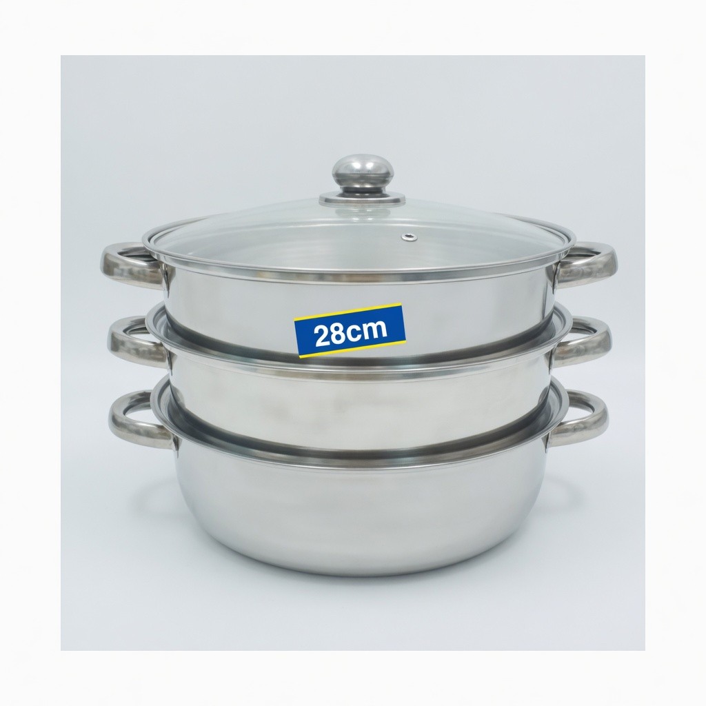 Sh 3-Tier Stainless Steel Steamer Pot 28cm Model: 18863