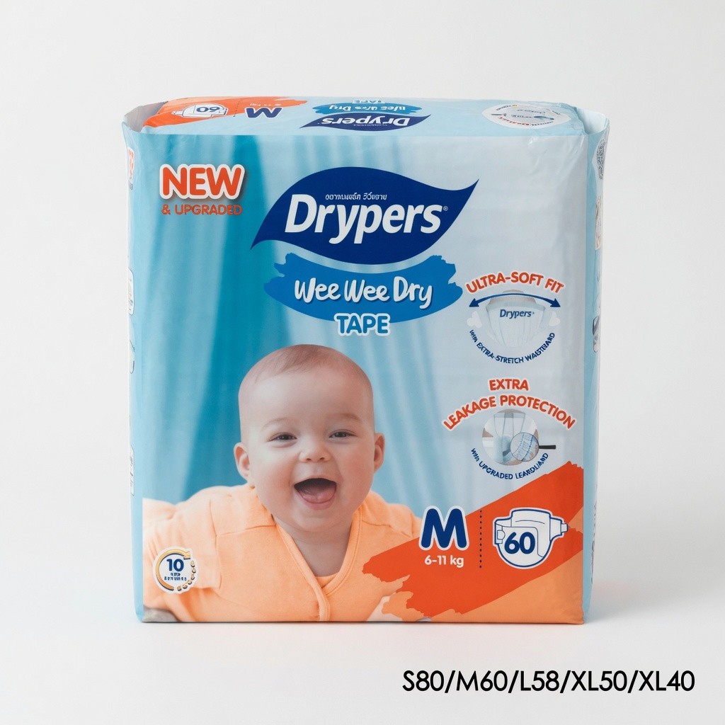 Drypers Wee Wee Dry Mega S80/m60/l58/xl50/xl40