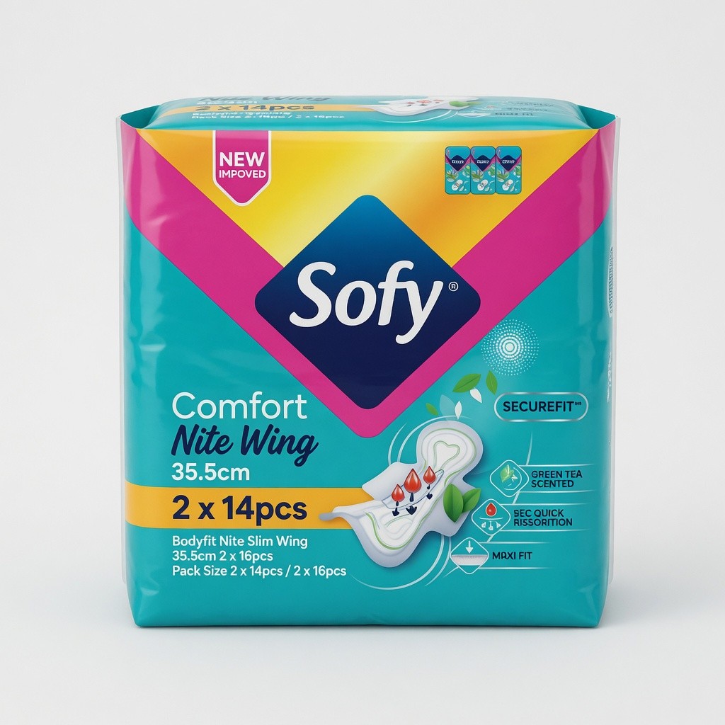 Sofy Comfort Nite Wing 35.5cm 2 x 14pcs/Bodyfit Nite Slim Wing 35.5cm 2 x 16pcs