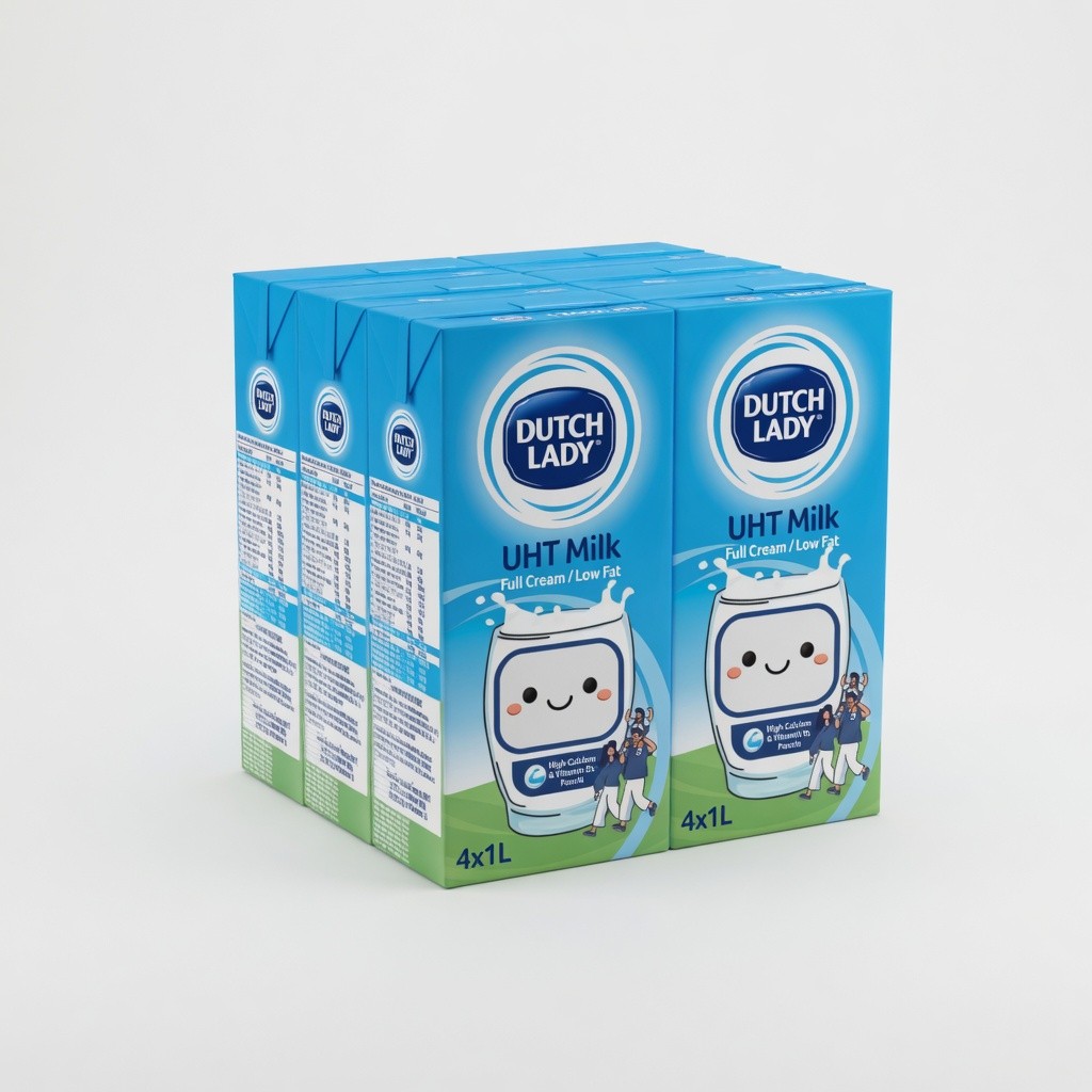 Dutch Lady UHT Milk 4×1l Full Cream/Low Fat
