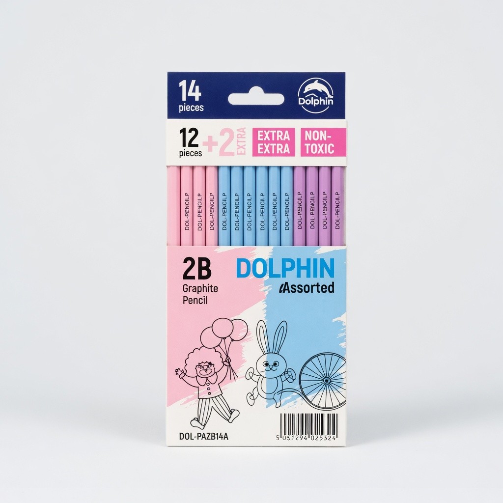 Dolphin 2b Pencil 12+2pcs Assorted