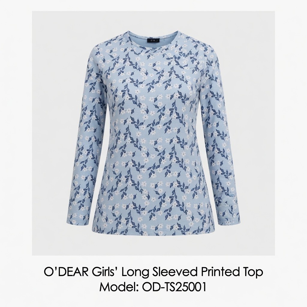 O’dear Girls' Long Sleeved Printed Top Model: Od-Ts25001