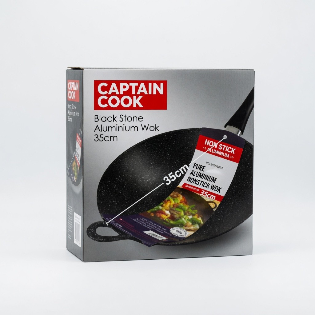 Captain Cook Black Stone Aluminium Wok 35cm
