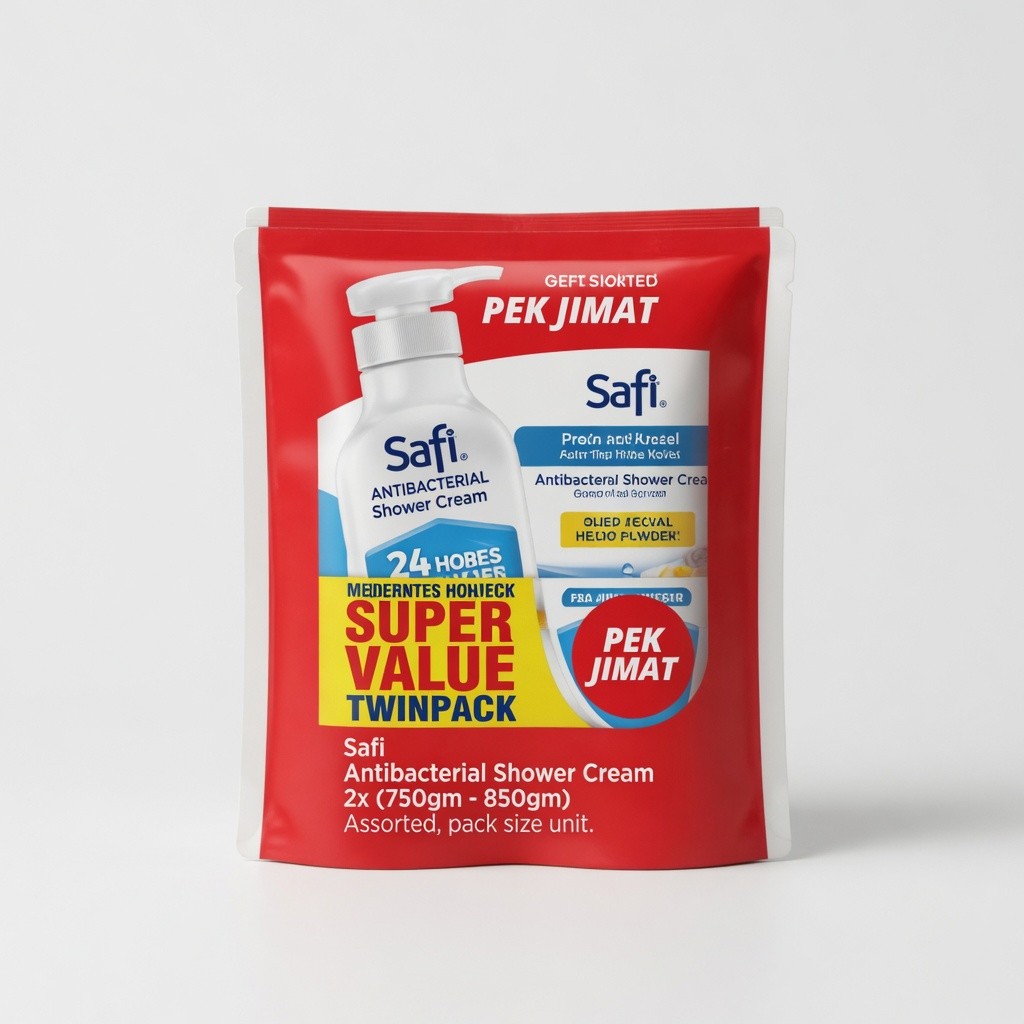 Safi Antibacterial Shower Cream 2x (750gm - 850gm) Assorted