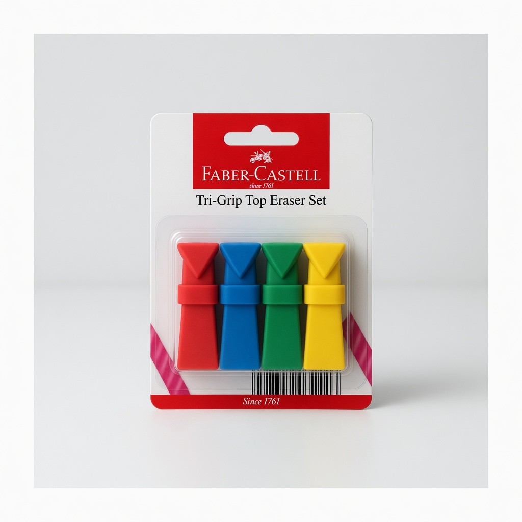 Faber Castell Tri-Grip Top Eraser Set (Gold/Blue
