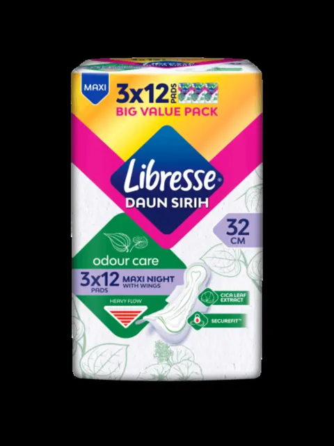 Libresse Daun Sirih O/care Maxi Ngt W 32cm 3×12s