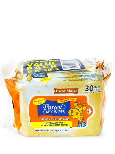 Pureen Baby Wipes Pouch Pack Ff 2x30's